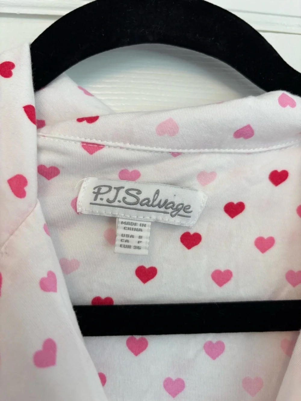 PJ Salvage Heart Print Button Down Sleepshirt Nightgown Pink Size Small